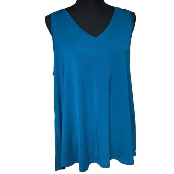 Time and Tru Teal V Neck Swing Tank - Picture 1 of 6